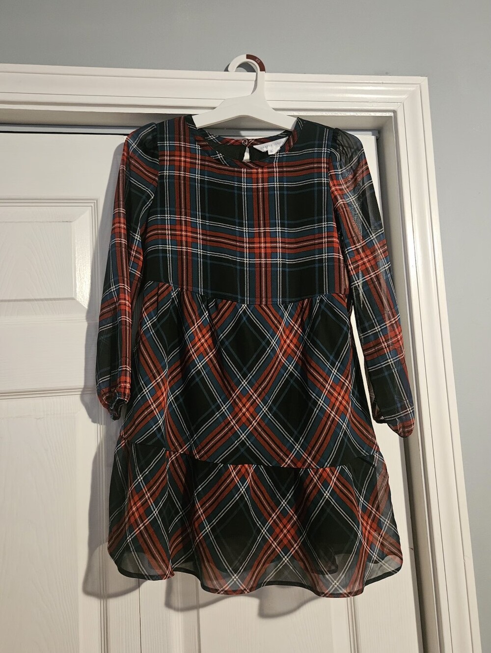 Draper James Girl's Long Sleeve Plaid Dress, Sz S 4/6 Holiday Party
